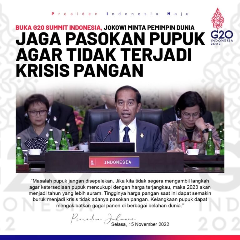 Jokowi Minta Pemimpin Dunia Jaga Pasokan Pupuk Agar Tidak Terjadi Krisis Pangan