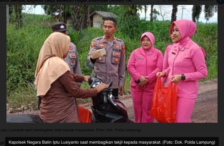 Kapolsek Iptu Lusiyanto Sempat Bagikan Takjil Sebelum Gugur Ditembak Oknum TNI
