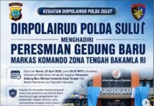 Dirpolairud Polda Sulut Hadiri Peresmian Gedung Baru Markas Komando Zona Tengah Bakamla RI